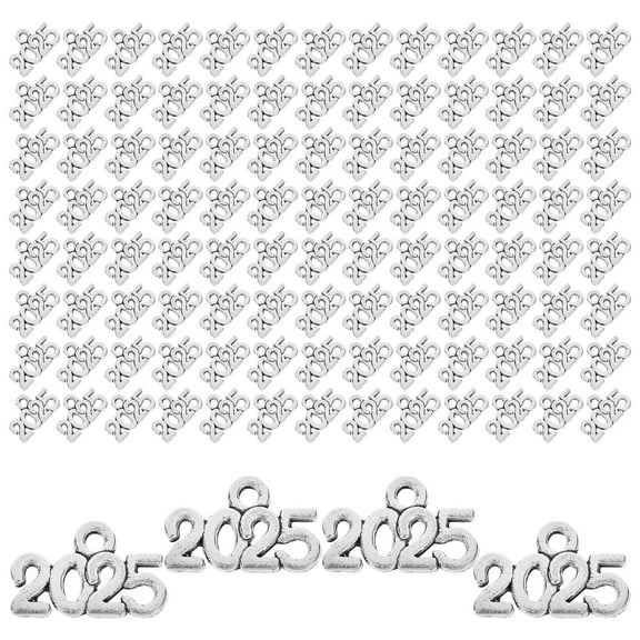 NICEXMAS 100Pcs Lightweight Zinc Alloy 2025 Charms for Handcrafted Keychain and Bag Hanging Decor