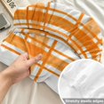 thumbnail image 4 of King Size Fitted Sheet Set - Orange Plaid 3 Piece Bedding Sets 16" Deep Pocket Fitted Sheet with 2 Pillowcases, Gingham Check Minimalist Modern Grid Farmhouse Brushed Microfiber Hotel Bed Sheets, 4 of 9