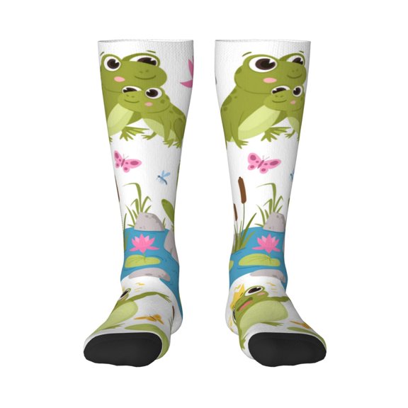Naloa Cartoon Frogs Knee Socks, High Socks Long Stretchy Sock Women Knee High Stocking, Long Socks for Women