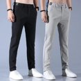 thumbnail image 2 of Men's Ice Silk Trousers Solid Color Mid-Waist Loose Breathable Straight-Leg Casual Pants Thin Quick-Drying Sports Pants, 2 of 7