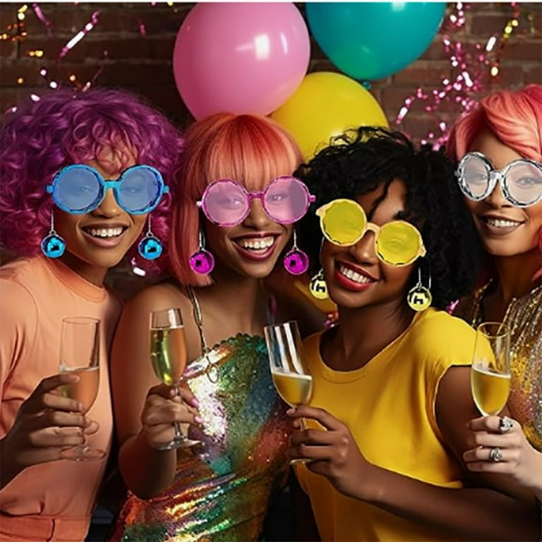 Clearance Sale Yuoaen Event Party Funny Glasses Retro Disco Ball Pendant Party Glasses Black A Retro Party Funny Glasses 4 Size Sunglasses Accessories for Women and Men Walmart