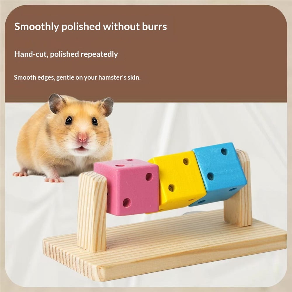 2 pack Hamster Chew Toy Wood Platform Grinding Teeth Toys Exercise Intelligence Training Colorful Wooden Block for Small Animals Chinchilla Gerbil Squirrel Glider