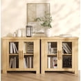 thumbnail image 6 of PYY Buffet Cabinet with Storage, 31.5" Sideboard Credenza with Tempered Glass Doors,  Wood Buffet Table for Living Room, Dining Room, Kitchen and Home Office, Natural Wood, 6 of 7