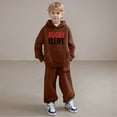 thumbnail image 2 of Gelikeya Boys Girls Hoodie 2 Piece Outfits Kids Rugby Graphic Print Comfortable Hoody Sweatshirts Pants Sets Fashion Sweaters 2-13Y (Coffee, 2-3 Years), 2 of 6