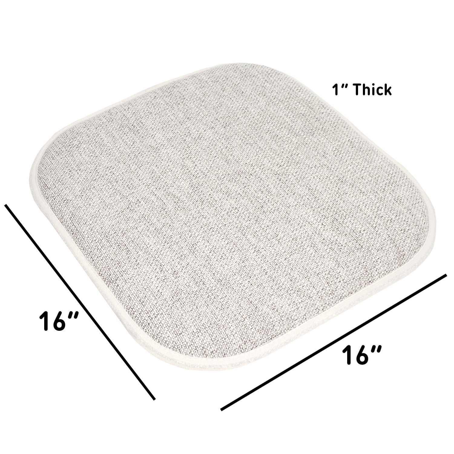 Alexis Memory Foam No Slip Back 16 x 16 Chair Pad Cushion 4 Pack - Cream-Brown