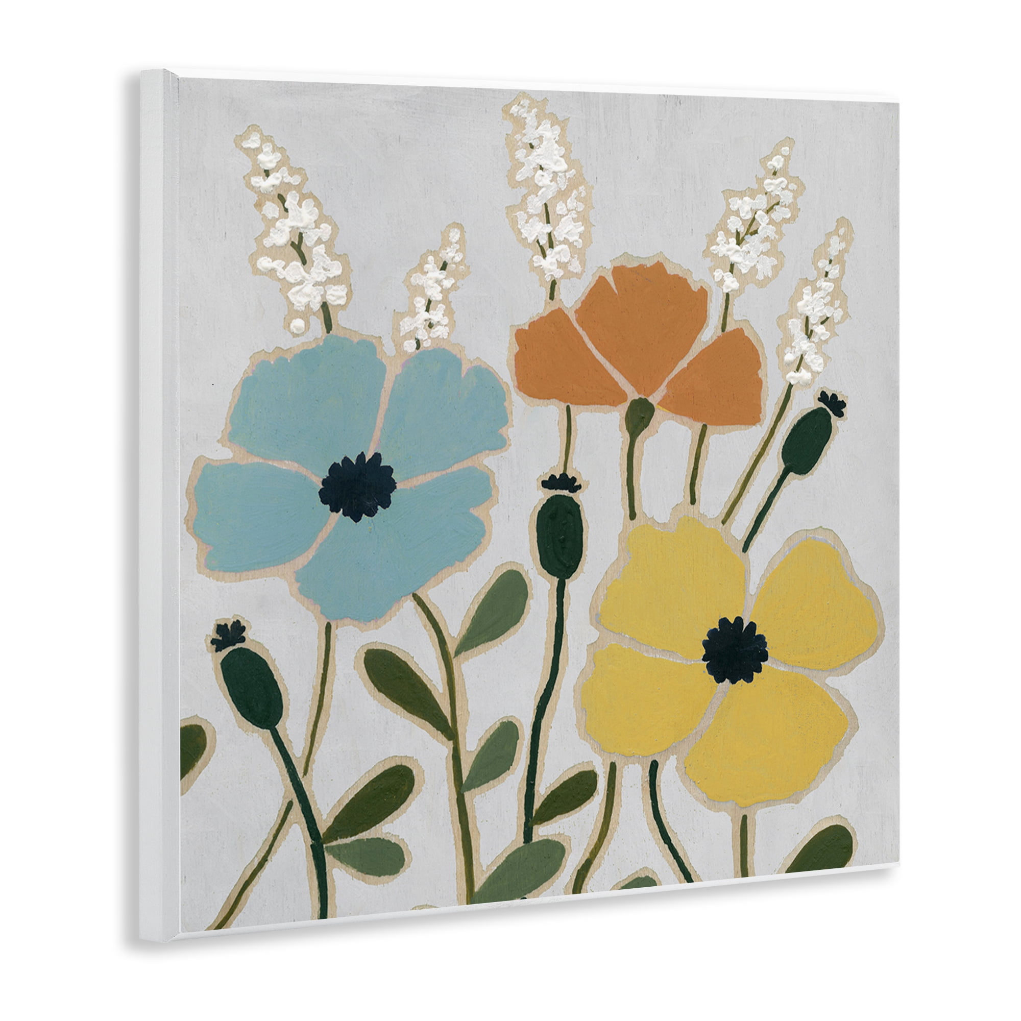 Stupell Industries Modern Primaries Blooms Plants & Flowers Painting Unframed Art Print Wall Art, 12 x 12