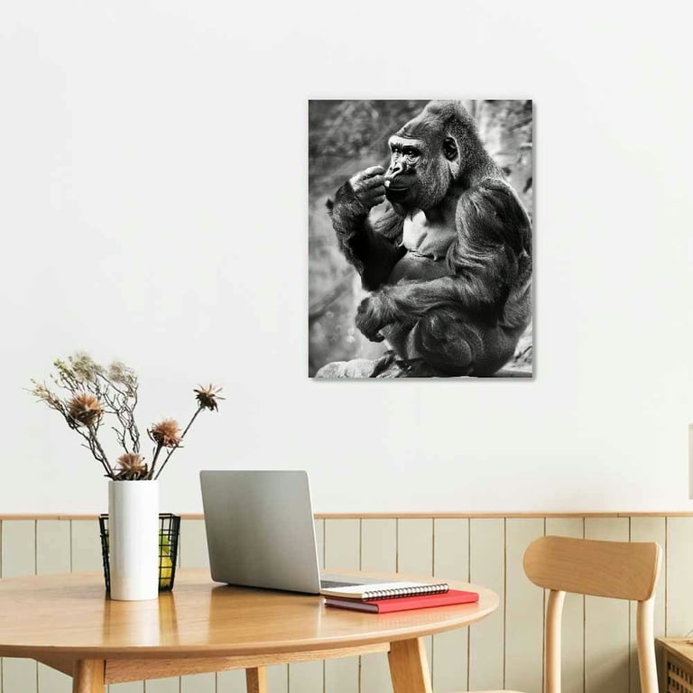 JEUXUS Gorilla Gives The Poster Prints Funny Animal Monkey Canvas
