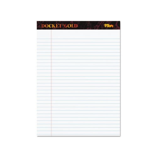 Docket Gold Ruled Perforated Pads Wide/Legal Rule, 8.5 x 11.75, White