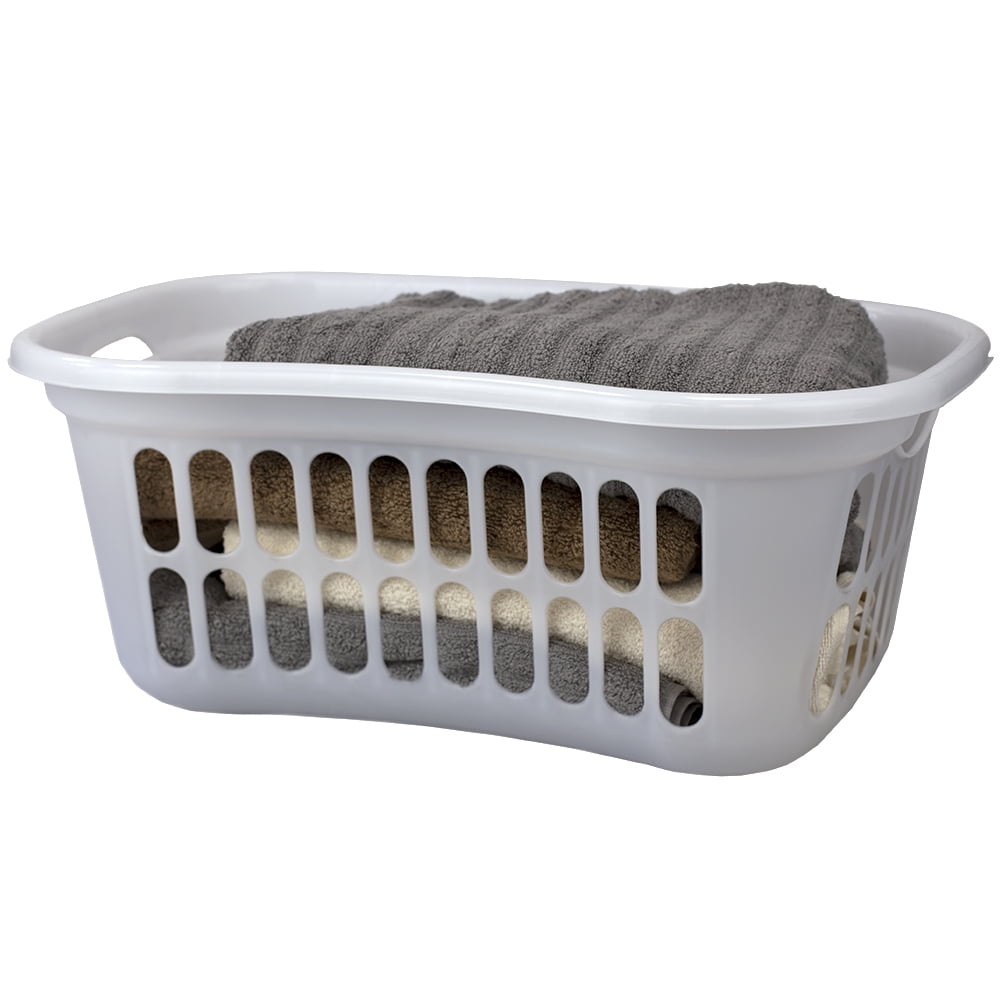 Home Basics Curved Hip Holding Large Capacity Lightweight Plastic Laundry Basket with Easy Grab