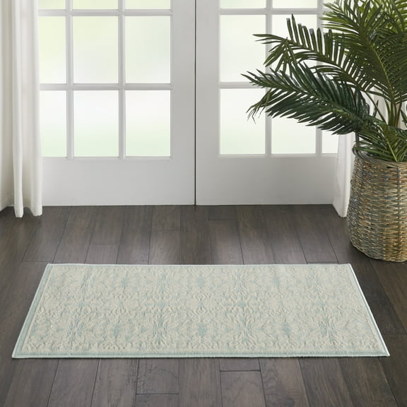 Walmart Bliss Modern Floral Ivory/Green 2' x 4' Area Rug, (2' x 4')