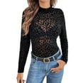 thumbnail image 2 of Women'S Leopard Print Top Long Sleeve Fitted Tee Going Out Cheetah Top Shirt, 2 of 9