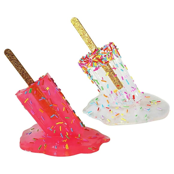 DOLITY 2 Pieces Creative Resin Melting Ice Cream Sculpture Summer Ornaments Statues Art