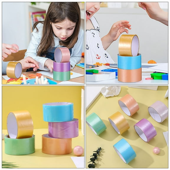 LIFKOME 6 Rolls Colorful Pearlescent Sticky Tape Baby Office