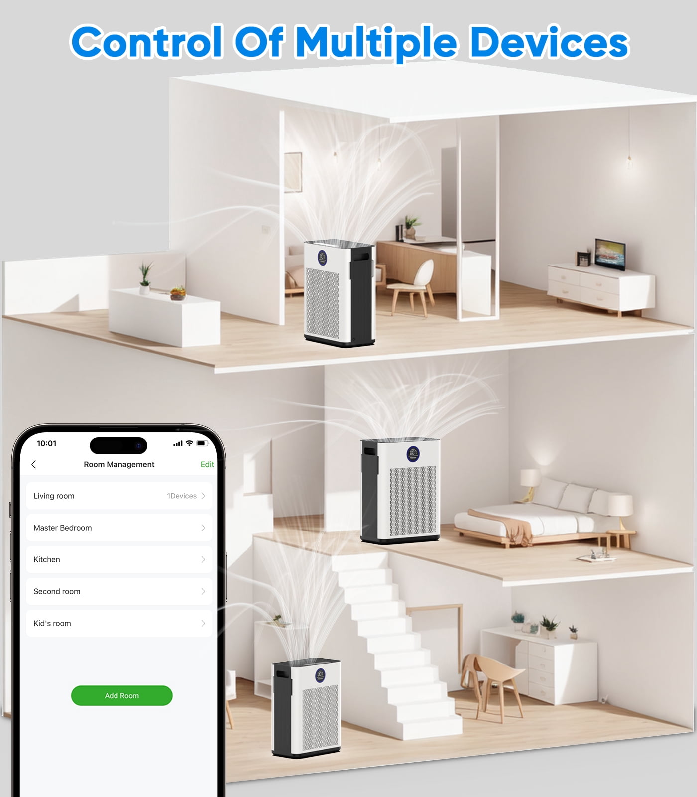 Air Purifier, FRESHDEW Air Purifiers for Home with H14 HEPA and Activated Carbon Filter, Removes 99.99% of Dust,Odors,Smoke,and Pet Hair Covers up to 2300 Sq.Ft, Quiet and Energy Efficient