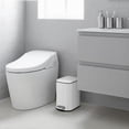 thumbnail image 2 of Bathroom Trash Can with Lid, 1.3 Gallon / 5 Liter Stainless Steel Garbage Can with Removable Liner Bucket, Small Step Wastebasket with Slim Design for Toilet Bedroom Office, White, 2 of 8