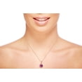 thumbnail image 2 of Decadence Sterling Silver Rose 7mm Round Gemstone & Cr White Sapphire Halo 18" Necklace, 2 of 4