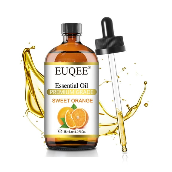 EUQEE Sweet Orange Essential Oils for Hair, Skin, Diffuser, Aromatherapy, DIY Soap Making Scent, 3.38 Fl Oz