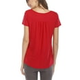 thumbnail image 3 of Innerwin T-Shirt Couleur Unie Femmes Hauts Été Manches Courtes Mode Tee Rouge P, 3 of 4
