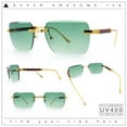 thumbnail image 2 of Mens Luxury Urban Gangster Beveled Rimless Rectangle Sunglasses Gold - Green, 2 of 8