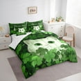 thumbnail image 4 of Homewish Cartoon Kitten Cat Bedding Comforter Set 7 Pieces for Kid, Lucky Shamrock Botanical Full Bedding Set, Cute Animal Lover Reversible Fitted Sheet Flat Sheet, Lightweight Room Decor, 4 of 8