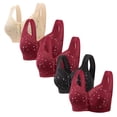 thumbnail image 1 of Latrodar Front Closure Bras for Women Supportive Bras for Women 5PCS Supportive Bras Wireless Plunging Comfort Full Coverage Bralettes with Wide Straps Solid Embroidered Underwear for Ladies Running, 1 of 3