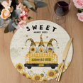 thumbnail image 3 of Gnomes Sunflowers Round 13 Inch Placemats Set of 8, Country Yellow Floral Bees Vintage HeatResistant Non Slip Place Mats for Dining Table, Wipeable Braided Kitchen Table Mats for Housewarming, 3 of 9