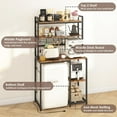 thumbnail image 4 of Multi-Functional Mini Fridge Stand with Wheels, Wooden Mini Fridge & Microwave Storage Shelves, Large Bakers Rack and Storage for Kitchen Appliances, Perfect for Dorm Kitchen Coffee Bar, 4 of 8