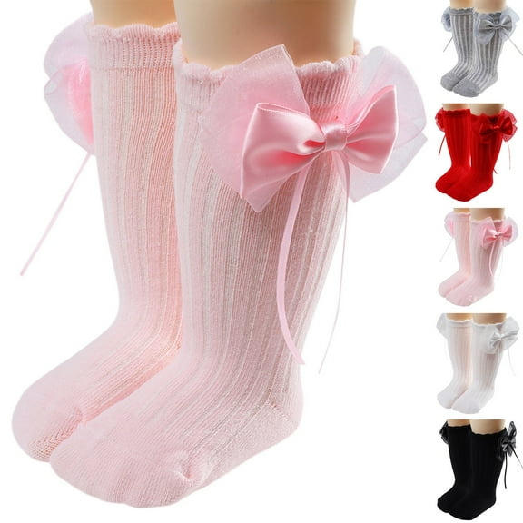Hwmodou Baby Bow Socks Toddlers Boys Girls Children Kids Socks Toddler Shoes Socks Princess Socks Floor Socks Fashion Comfy Actice Fit,0M-3Y