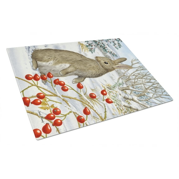 Caroline's Treasures Rabbit with Berries Glass Cutting Board Large
