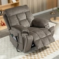 thumbnail image 6 of PAPROOS Electric Lift Recliner, Widen Power Lift Chair with Heating and Massage Function, Fabric Reclining Sofa with 2 Remotes and 2 Cup Holders, Big Lift Chairs for Elderly Seniors, Dark Brown, 6 of 11