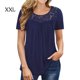 thumbnail image 2 of Qarigey Camiseta de mujer Túnica plisada Top Cuello Manga corta Blusa de encaje de encaje de manga corta Prendas para la parte del cuerpo Azul oscuro XXL, 2 of 5