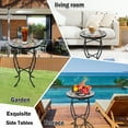 Outdoor Mosaic Patio Side Table Small Round Patio Accent Printed Glass