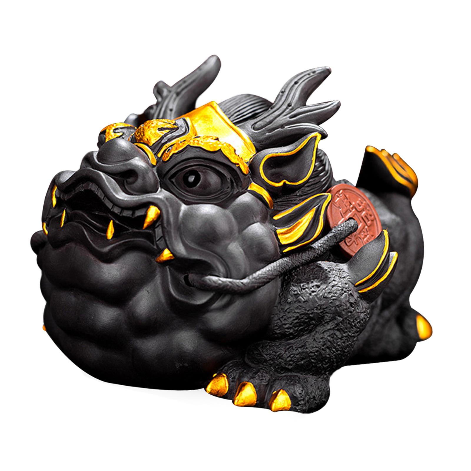 Tea Pet Sculpture Statue Animal Sculpture Collectible Modern Figurine for Tea House Table Centerpiece Living Room Decor gold and black