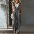 thumbnail image 2 of CHGBMOK Casual Summer Dressy for Women Ruffle Sleeveless Linen Jumpsuits with Pockets Wide Leg Pants, 2 of 7