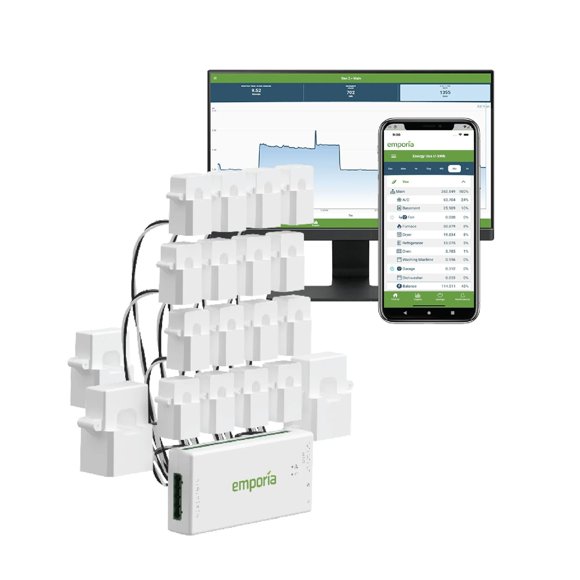 Emporia Vue 3 Commercial 3-Phase Smart Energy Monitor - Business and Home Automation Device with Real Time Electricity Usage Monitor, Power Consumption Meter, Solar and Net Metering