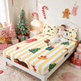 thumbnail image 2 of Manfei Puppy Fitted Sheet Full Holiday Bed Set, Pink White 3 Pieces 1 Fitted Sheet and 2 Pillowcases, 2 of 6
