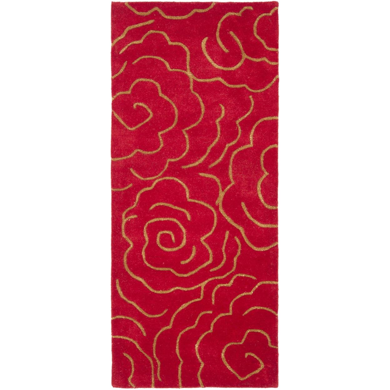 SAFAVIEH Soho Trinity Floral Wool Area Rug, Red, 8' x 8' Square