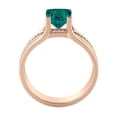 thumbnail image 7 of 1.20 ctw Lab Created Green Emerald Stone Ring with Diamonds 14K Rose Gold Bridge Channel set Princess, 7 of 7