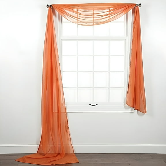 1 PC SOLID ORANGE SCARF VALANCE SOFT SHEER VOILE WINDOW PANEL CURTAIN 216" LONG TOPPER SWAG