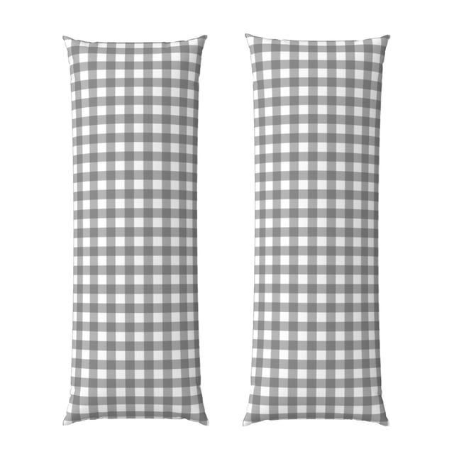 Balery Gray Checkboard Funda Protectora para Almohada Corporal de Algodón Hipoalergénico con Cierre(55 x 21 pulgadas), Almohadas No Incluidas