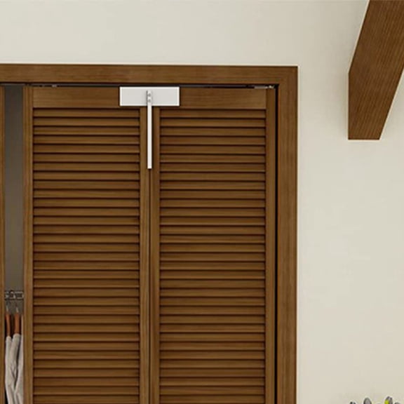 Topbathy Closet Door Lock, Bifold, White, Stainless Steel, for Folding and Sliding Doors, Safe