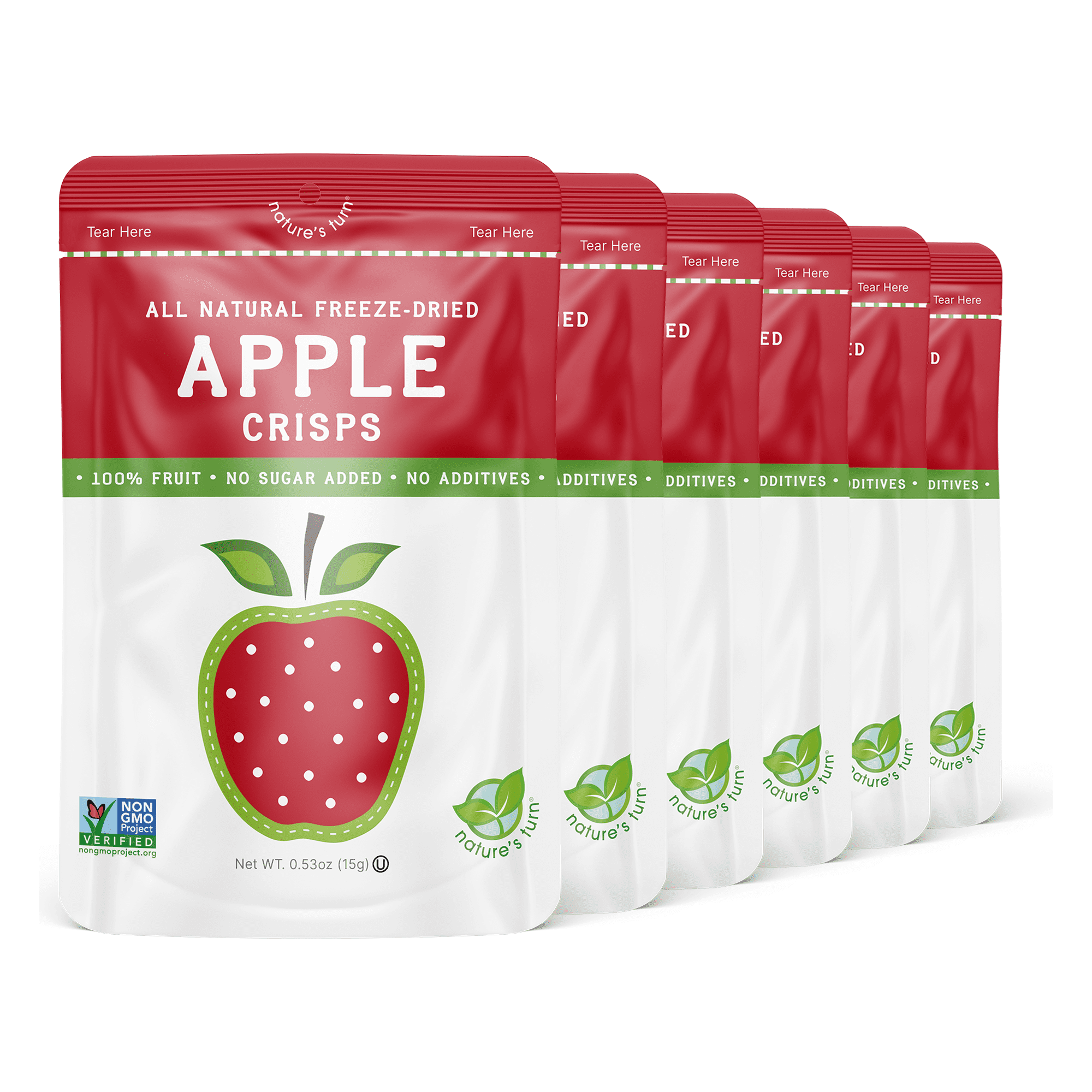 Nature’s Turn Freeze-Dried Apple Crisps, No Added Sugar, Healthy Natural Fruit Crisp Snack for School Lunches, 12 Pack (0.53 oz Each)