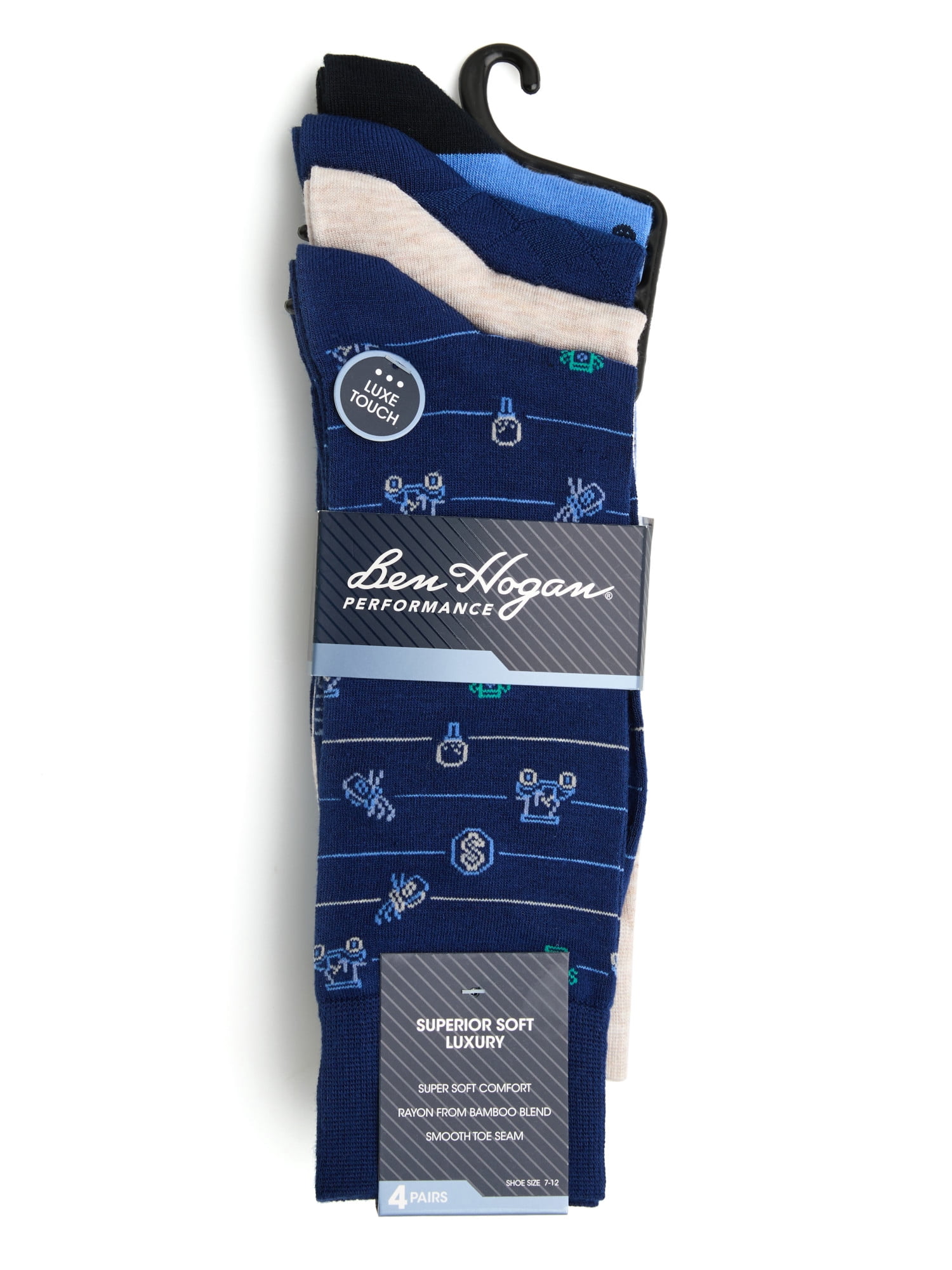 Ben Hogan Men's Out Golfing Novelty Socks, 4-Pack, Sizes 7-12