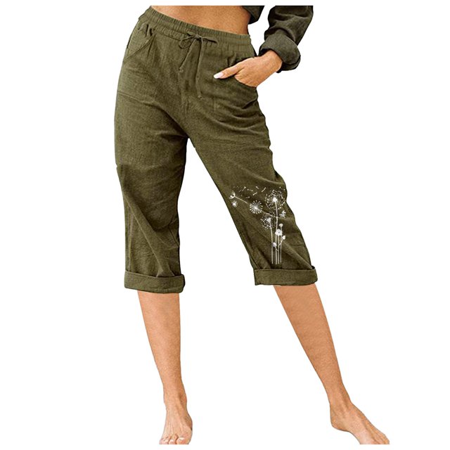 WILLBEST Pantalones Casuales para Mujer, de Moda, con Cintura Elástica, Cómodos, para Playa, para Uso Diario. Chica