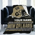 thumbnail image 4 of Custom New Orleans Blanket Personalized Throw Blankets Name Number Gifts for Men Women Boy Football Style Decor, 4 of 6