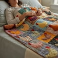thumbnail image 4 of Soft Flannel Blanket with Colorful Rooster Plaids Print Velvets Fleece Throw Blanket For Couch Bed Travel Farm Quilt, 4 of 9