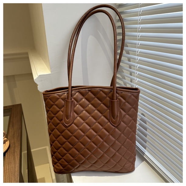 Nuevo bolso de mano grande de gran capacidad con estilo de diamante 2025, nueva línea de bordado de ocio, simple, de color sólido, con un solo hombro debajo del brazo.