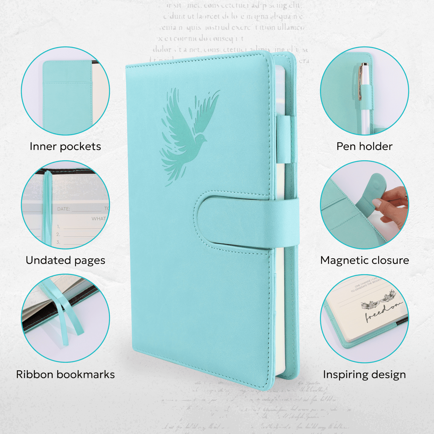 Prazoli Prayer Journal for Women - Daily Devotional Journaling Book for Woman , Religious Baptism & Christian Gifts & Bible Study Supplies for Church Note Taking , Devotional Notebook | Blue Dove