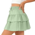thumbnail image 6 of QTBIUQ Girls Tiered Ruffle Skirt Solid Color Casual Mini Skirt with Elastic Waist Bow Summer Layered Skirt, 6 of 9