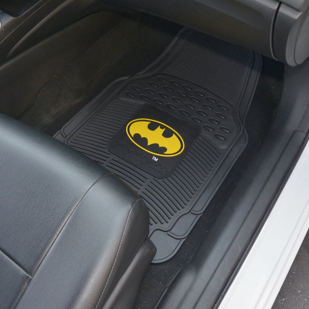 DC Comics - Batman Car Floor Mats 3pc Set - Logo on Heavy Duty Rubber, Fits Most Cars Trucks Van SUVs